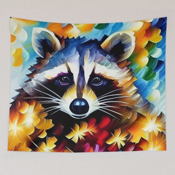 Item preview, Raccoon Among the Flowers and Leaves designed and sold by ArtistsQuest.