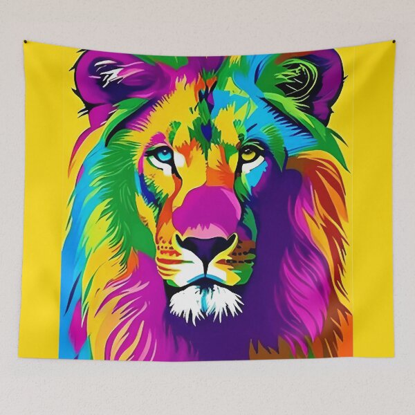 Item preview, Neon Pop Lion Illustration designed and sold by insanitysaint05.
