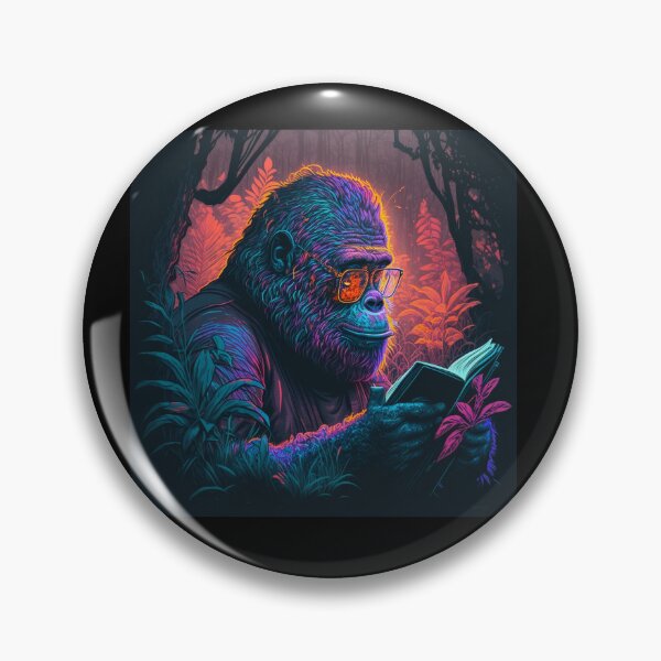 Item preview, Hippie Gorilla Reading Retro Style Mountain Gorilla  designed and sold by Brockinator.