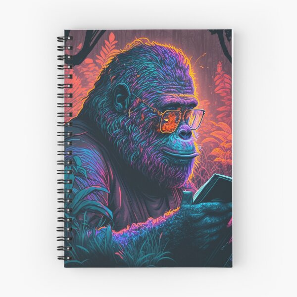 Item preview, Hippie Gorilla Reading Retro Style Mountain Gorilla  designed and sold by Brockinator.