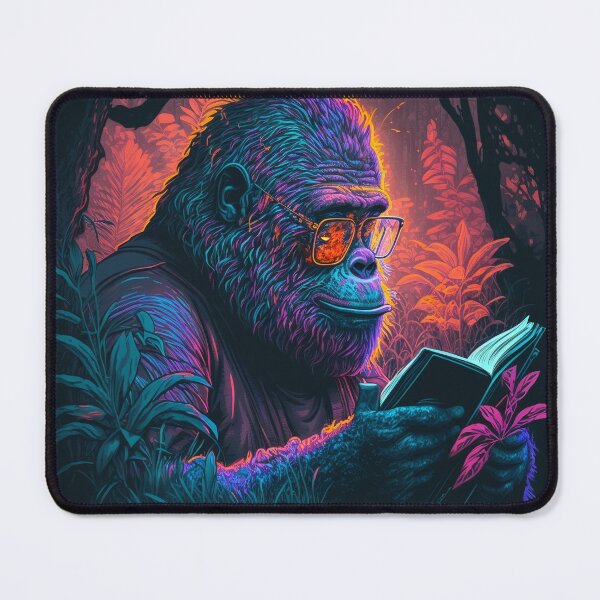 Item preview, Hippie Gorilla Reading Retro Style Mountain Gorilla  designed and sold by Brockinator.