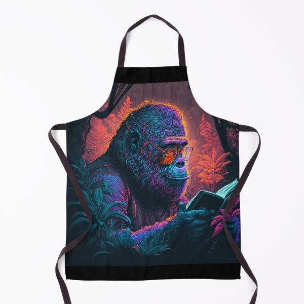 Item preview, Hippie Gorilla Reading Retro Style Mountain Gorilla designed and sold by Brockinator.