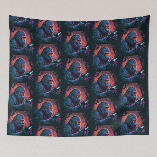 Item preview, Hippie Gorilla Reading Retro Style Mountain Gorilla  designed and sold by Brockinator.