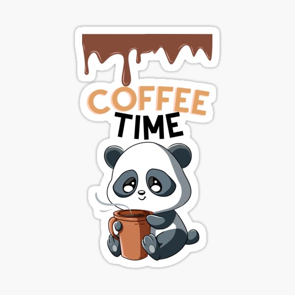 Cute Red Panda Drinking Cup of Black Coffee Sticker for Sale by eyestetix