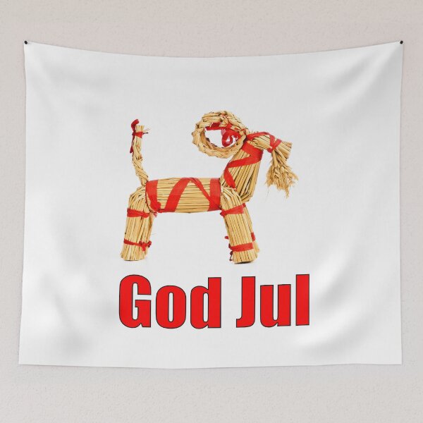Artikelvorschau, God Jul Swedish Straw Goat Frohe Weihnachten Skandinavien Julbok entworfen und verkauft von funnytshirtemp.
