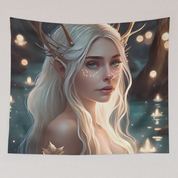 Item preview, Elf in a Dreamlike Riverscape of Fantasy and Fairy Lights designed and sold by Digital-Dreamer.
