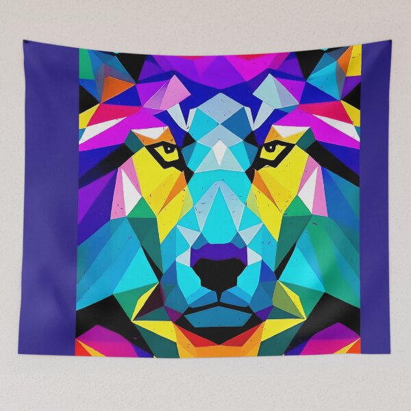 Item preview, Neon Geometric Wolf Illustration designed and sold by insanitysaint05.