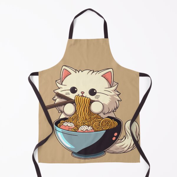 Item preview, Cute Anime Cat Eating Noodle Japan Style vector designed and sold by OyyoShop.