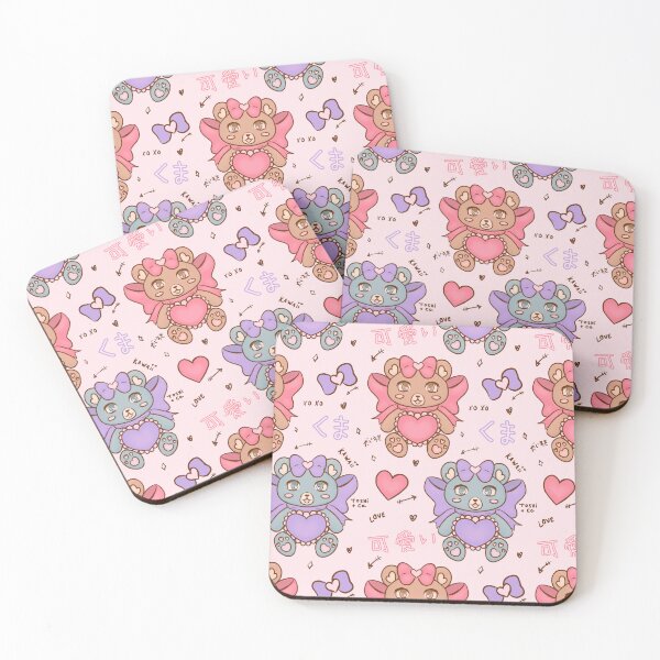 Item preview, Kawaii Heart Bear with Bow Pattern Valentines Day Light Pink designed and sold by Toshi and Co..