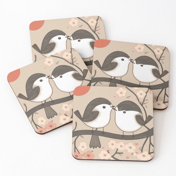 Item preview, Two cute young chickadee bird kissing designed and sold by Anicue.