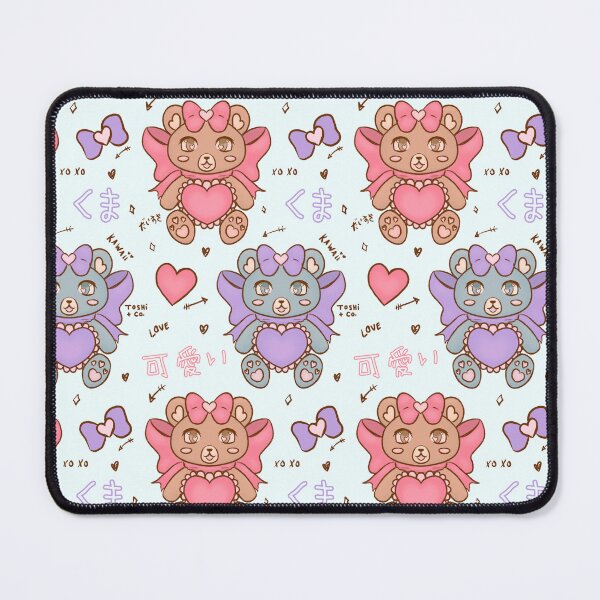 Item preview, Kawaii Heart Bear with Bow Pattern Valentines Day Light Blue designed and sold by Toshi and Co..