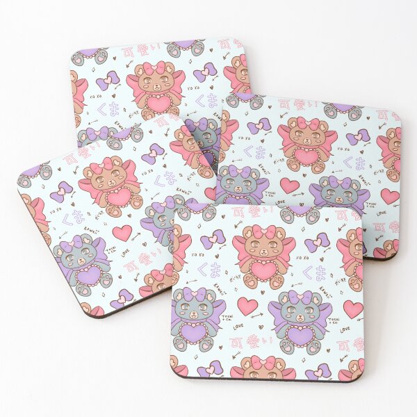 Item preview, Kawaii Heart Bear with Bow Pattern Valentines Day Light Blue designed and sold by Toshi and Co..