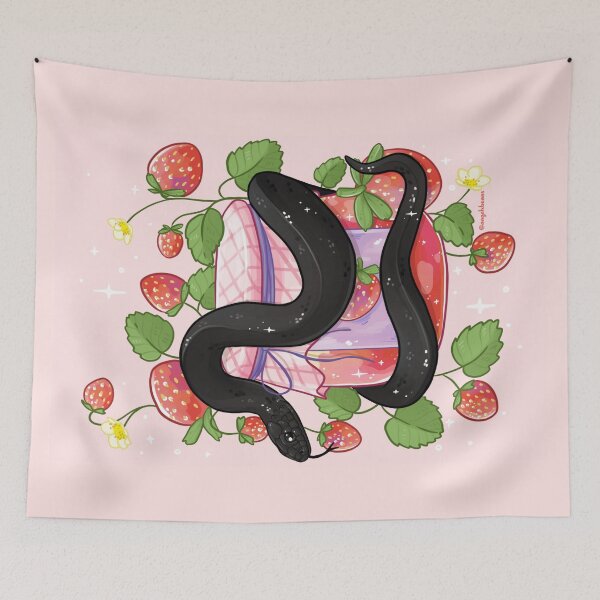 Item preview, Mexican black kingsnake with strawberries  designed and sold by Angelxbeans.