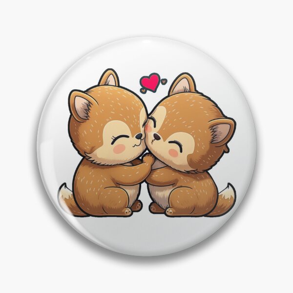 Item preview, Cute baby Foxes kissing eachother designed and sold by lelixart.