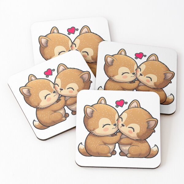 Item preview, Cute baby Foxes kissing eachother designed and sold by lelixart.