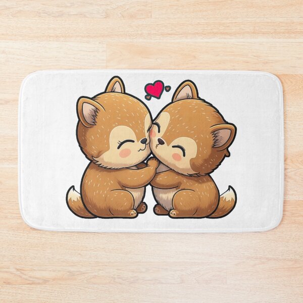 Item preview, Cute baby Foxes kissing eachother designed and sold by lelixart.
