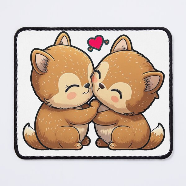 Item preview, Cute baby Foxes kissing eachother designed and sold by lelixart.
