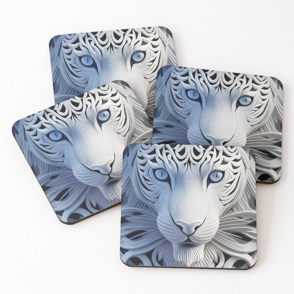 Item preview, Lion with Sky Blue Eyes and Papercut Style: The King of Fashion and the Jungle designed and sold by SweetMagicDream.