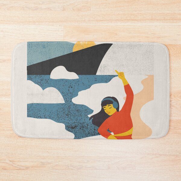 Item preview, Break the ice -  cold water swimming, ice water retro design with a woman in red designed and sold by Wildflow Creations.