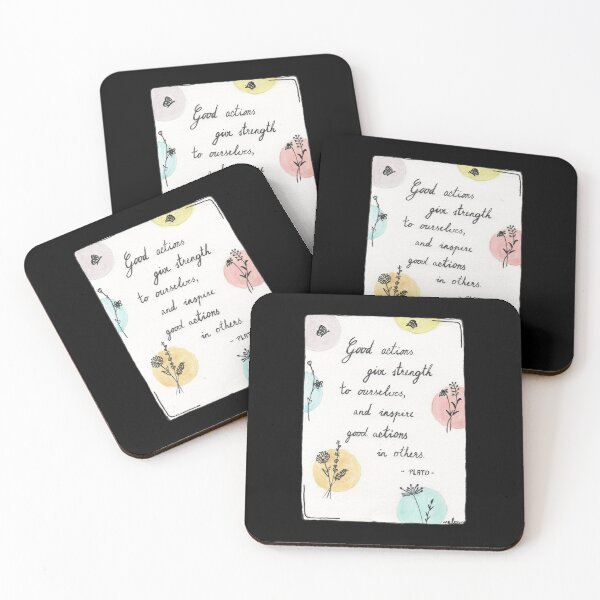 Item preview, Quote Card #21 - Good Actions Give Strength To Ourselves And Inspire Good Actions In Others. - Plato Quote With Flower Illustration designed and sold by WordsOf--Wisdom.