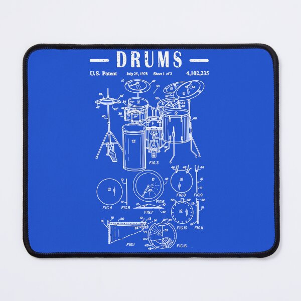 Item preview, Drummer Drum Set Kit Vintage Patent art Drawing Print - Drummer Drum bluprint Print gift idea designed and sold by ismdesigner.