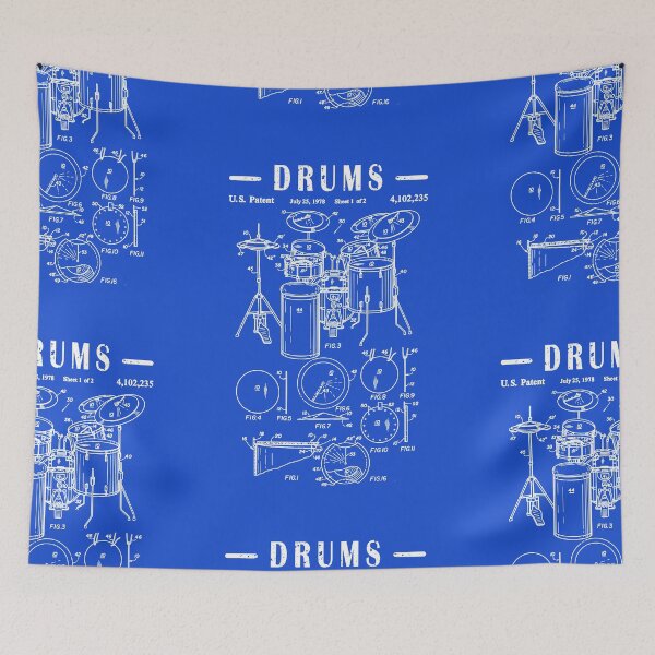 Item preview, Drummer Drum Set Kit Vintage Patent art Drawing Print - Drummer Drum bluprint Print gift idea designed and sold by ismdesigner.