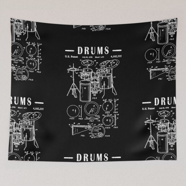 Item preview, Drummer Drum Set Kit Vintage Patent art Drawing Print - Drummer Drum bluprint Print gift idea designed and sold by ismdesigner.