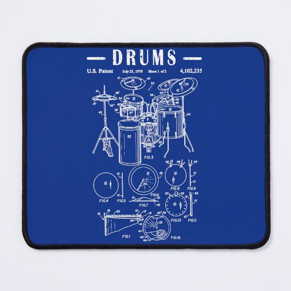 Item preview, Drummer Drum Set Kit Vintage Patent art Drawing Print - Drummer Drum bluprint Print gift idea designed and sold by ismdesigner.