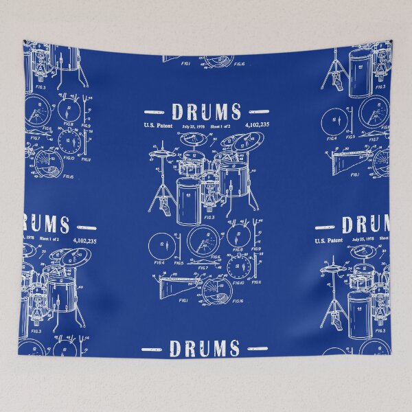 Item preview, Drummer Drum Set Kit Vintage Patent art Drawing Print - Drummer Drum bluprint Print gift idea designed and sold by ismdesigner.