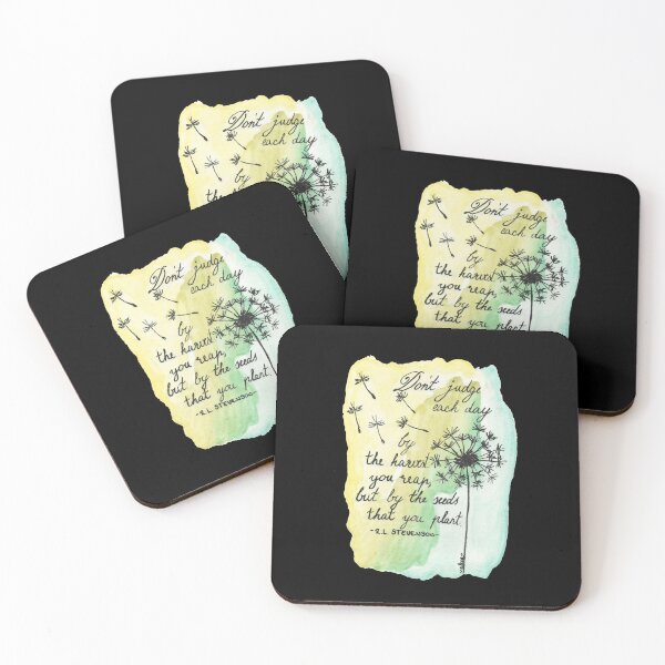 Item preview, Quote Card #23 - Don't Judge Each Day By The Harvest You Reap, But By The Seeds That You Plant - R. L. Stevenson Quote With Dandelion Illustration designed and sold by WordsOf--Wisdom.