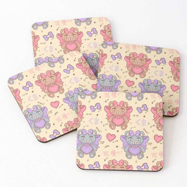 Item preview, Kawaii Heart Bear with Bow Pattern Valentines Day Yellow designed and sold by Toshi and Co..