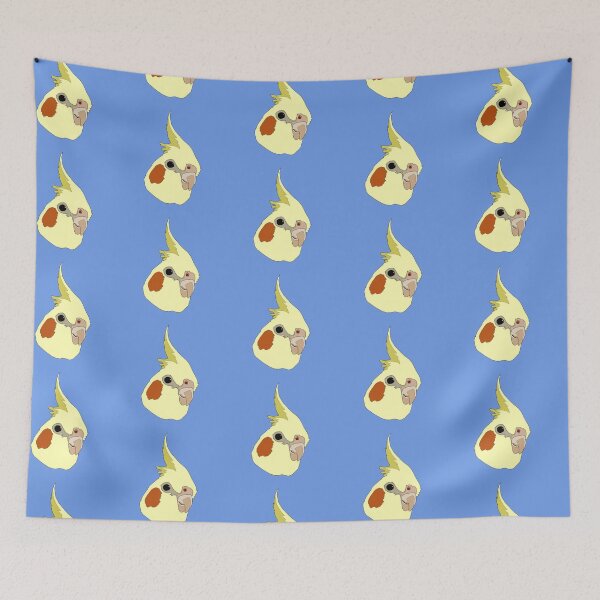 Item preview, Cockiteil with blue background  designed and sold by LeahcarsArt.