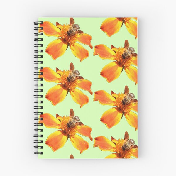 Item preview, Pattern - Bee on orange flower - light green background designed and sold by DrAgonPhotos.