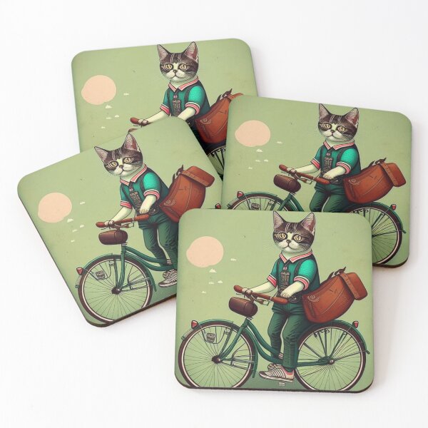 Item preview, cute cat on bike designed and sold by Bernsteinhaus.