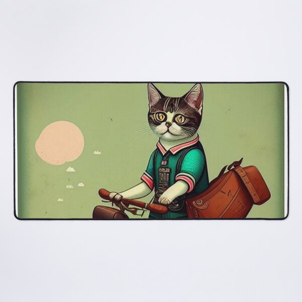 Item preview, cute cat on bike designed and sold by Bernsteinhaus.