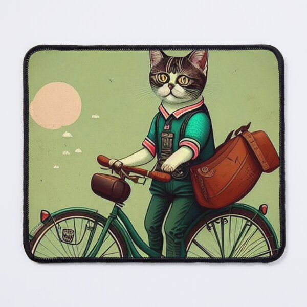 Item preview, cute cat on bike designed and sold by Bernsteinhaus.
