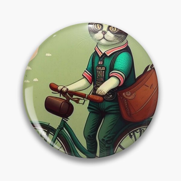 Item preview, cute cat on bike designed and sold by Bernsteinhaus.