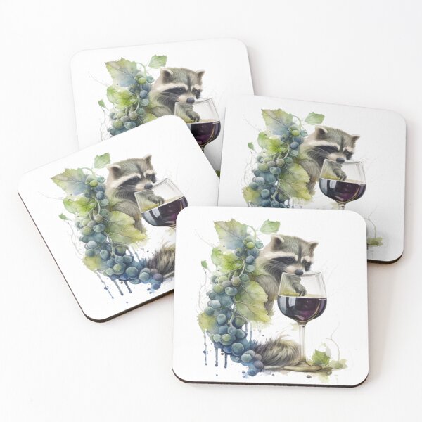 Item preview, Raccoon drinks wine funny humorous logo designed and sold by FreewayPrint.