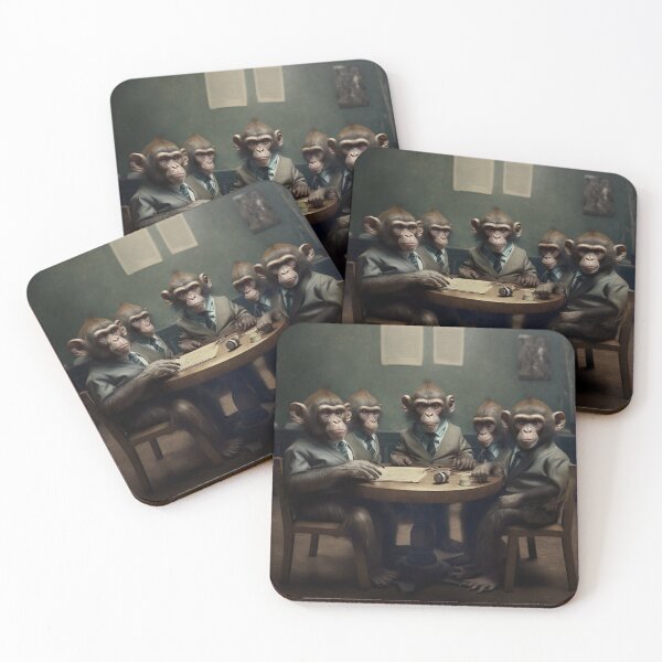 Item preview, Monkey gang with suits at the table artwork designed and sold by FRSquare.