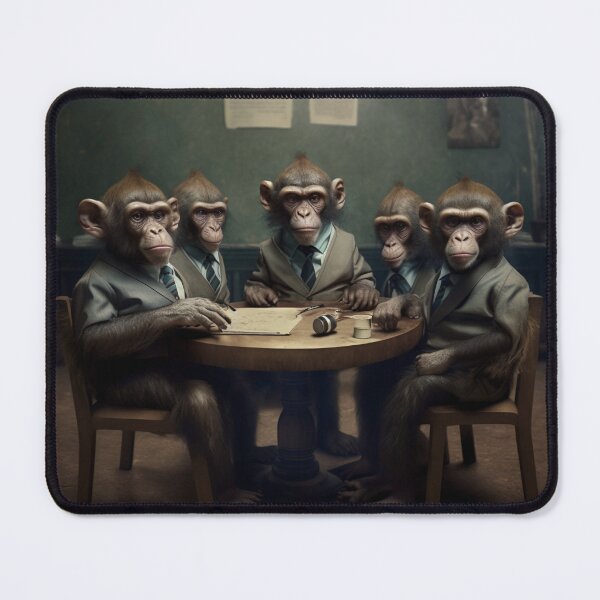 Item preview, Monkey gang with suits at the table artwork designed and sold by FRSquare.