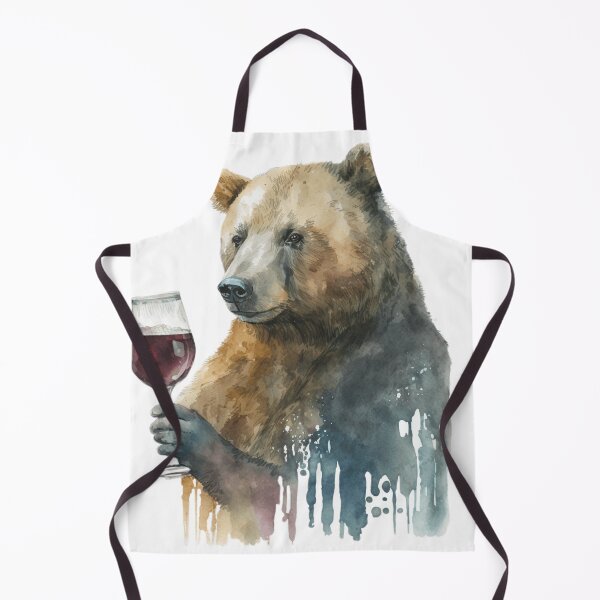 Item preview, Bear drinks wine funny humorous logo designed and sold by FreewayPrint.