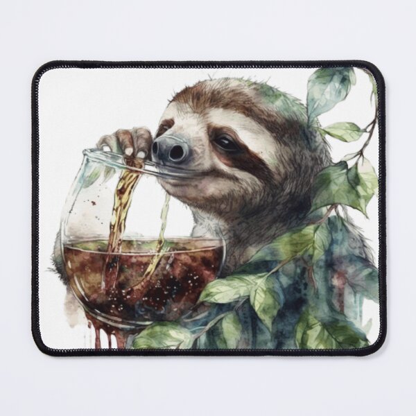 Item preview, Sloth drinks wine funny humorous logo designed and sold by FreewayPrint.