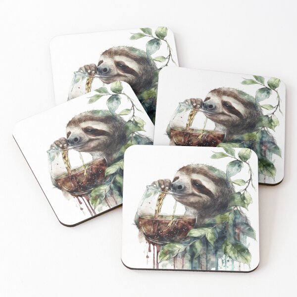 Item preview, Sloth drinks wine funny humorous logo designed and sold by FreewayPrint.