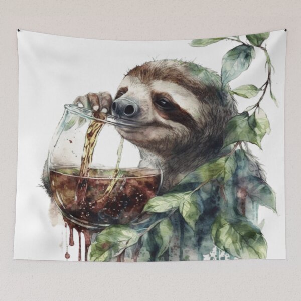Item preview, Sloth drinks wine funny humorous logo designed and sold by FreewayPrint.
