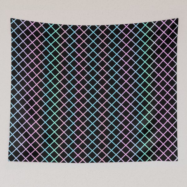 Item preview, pastel gradient grid mesh blue pink on black designed and sold by thecheek.