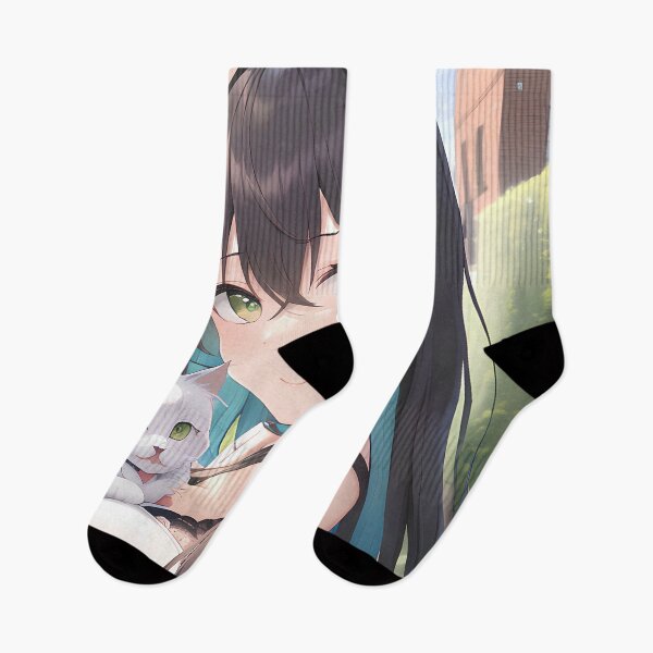 Item preview, Cute Girl with Her Cat designed and sold by ExeFelix.