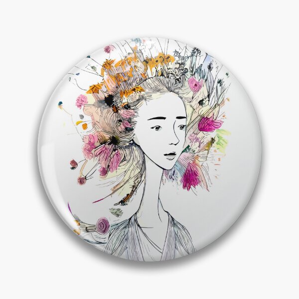 Item preview, Whimsy Woman With Flower Hair designed and sold by markeralchemy.