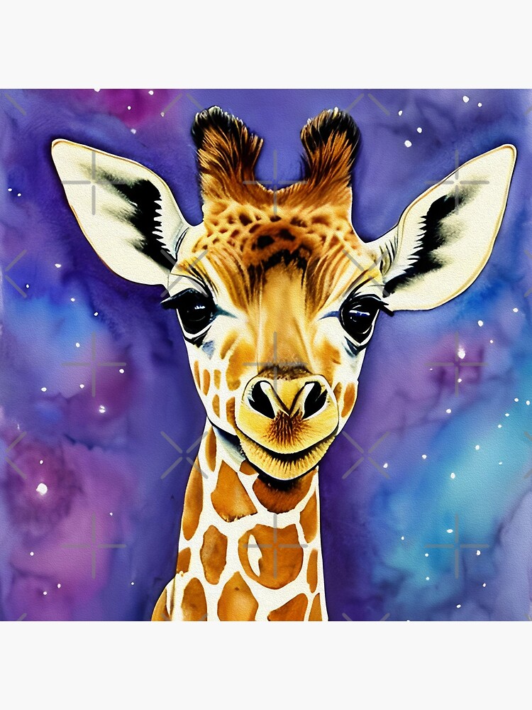 Baby Giraffe Watercolor Canvas Print