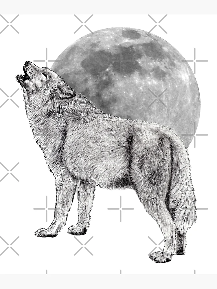 Howling Wolf - Moon Art Print by badbugs_art