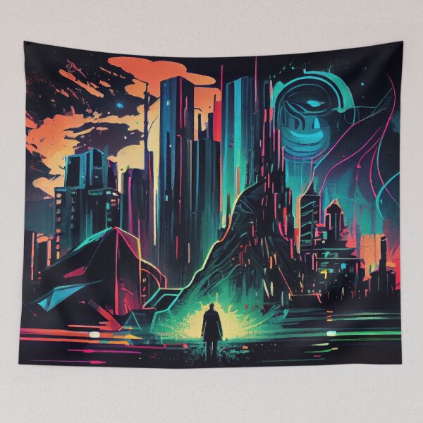 Item preview, Abstract Sci-Fi Futuristic Cityscape Skyline Digital Painting  designed and sold by NateFellhauer.